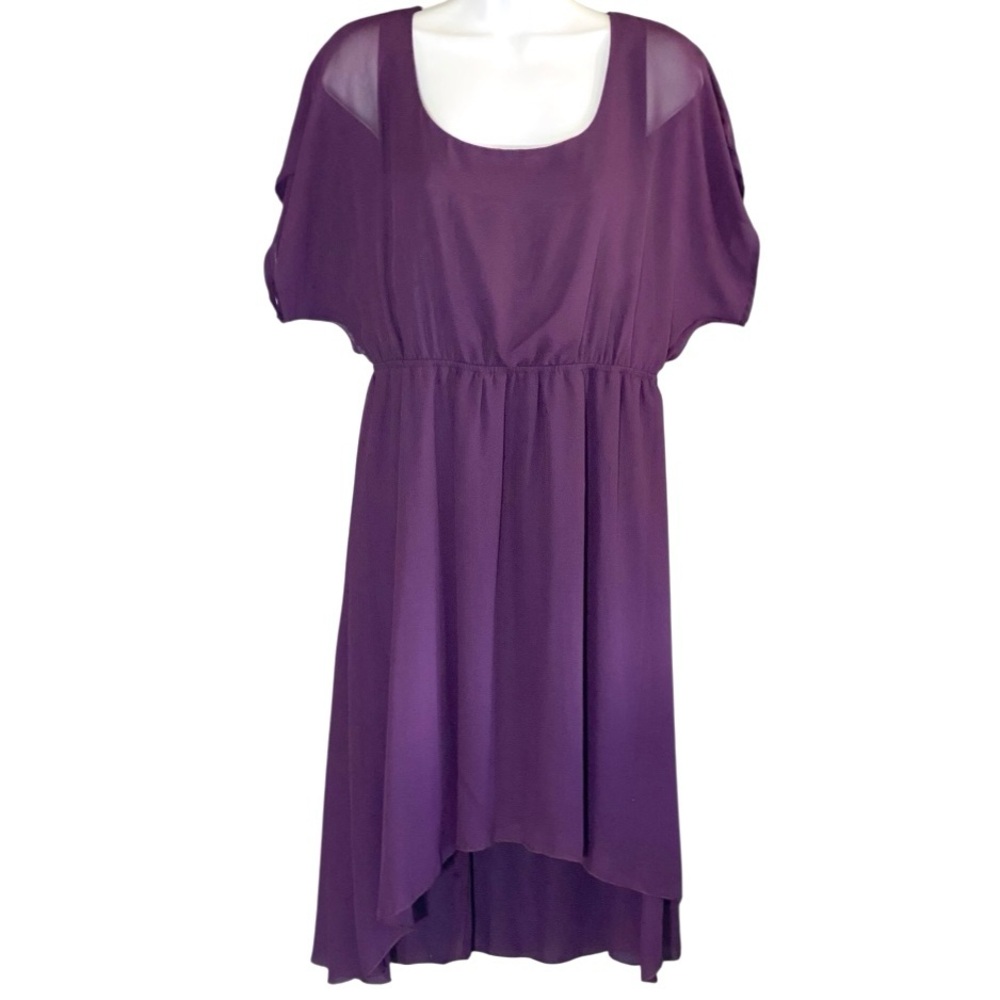 Purple Chiffon Layered Dress Flowy Asymmetrical Small Whimsygoth Fairy Wedding